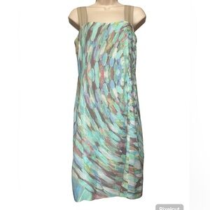 Akris Punto Watercolor Abstract Print Sleeveless Sheath Dress Sz 6 NEW